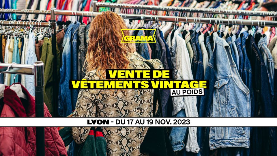 affiche vente de vêtement vintage grama Lyon